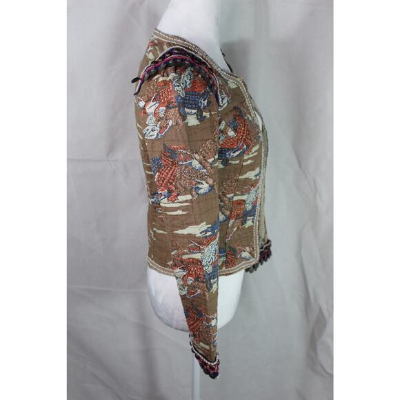 Maison Scotch Beaded Open Front Blazer All Over Alligator Jacket Crocodile Small - Picture 5 of 11